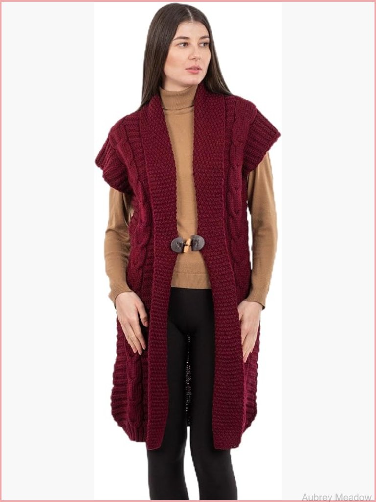 Sleeveless Shawl Collar Button Cardigan 100% Virgin Wool Knit